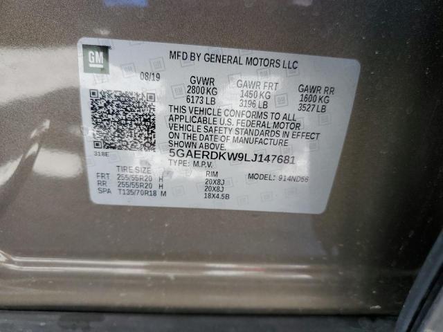 5GAERDKW9LJ147681 - 2020 BUICK ENCLAVE AVENIR ყავისფერი ფოტო 12