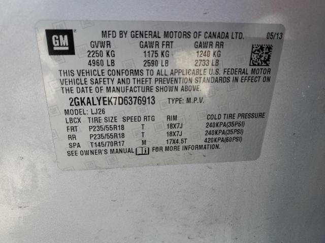 2GKALYEK7D6376913 - 2013 GMC TERRAIN DENALI SILVER photo 13