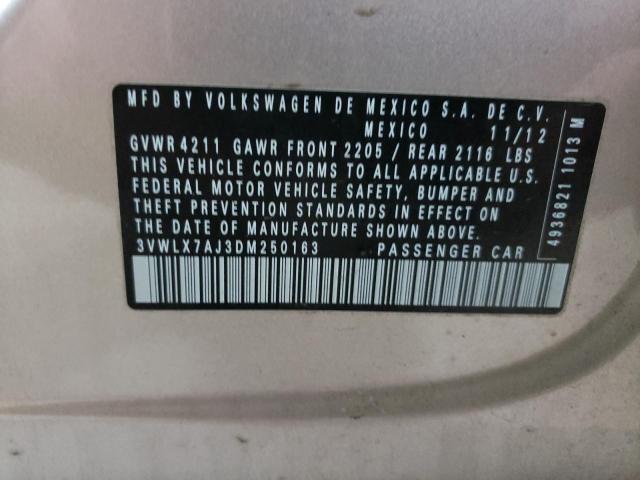 3VWLX7AJ3DM250163 - 2013 VOLKSWAGEN JETTA SEL TAN photo 12