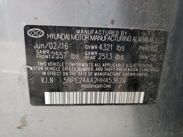 5NPE24AA2HH453629 - 2017 HYUNDAI SONATA ECO SILVER photo 12