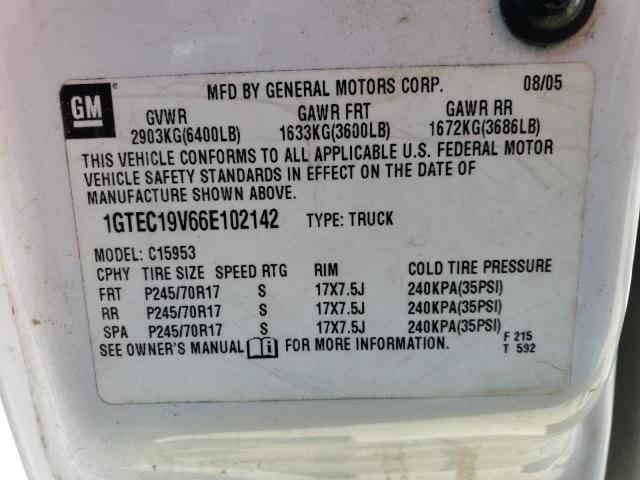 1GTEC19V66E102142 - 2006 GMC NEW SIERRA C1500 WHITE photo 12