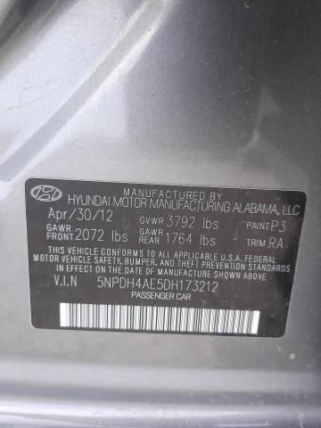 5NPDH4AE5DH173212 - 2013 HYUNDAI ELANTRA GLS CHARCOAL photo 12