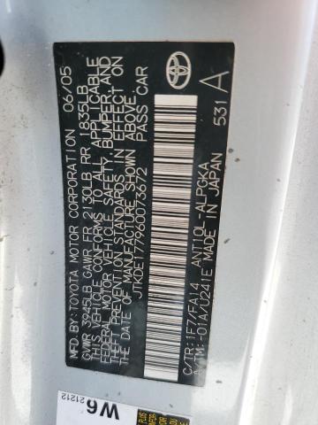 JTKDE177960073672 - 2006 TOYOTA SCION TC 银色 照片 12