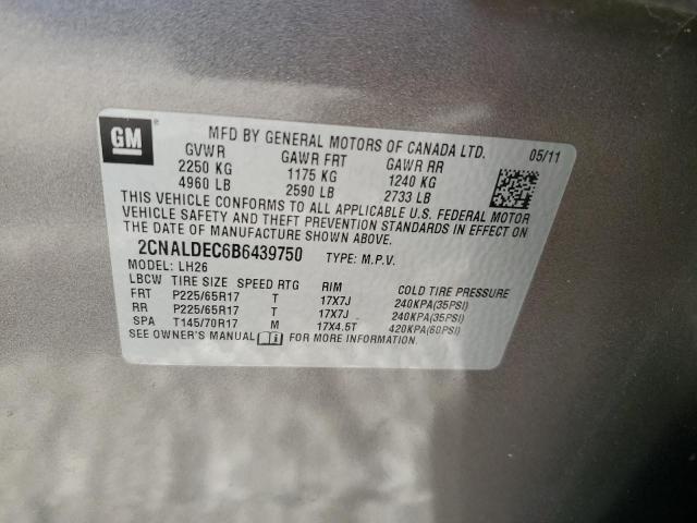 2CNALDEC6B6439750 - 2011 CHEVROLET EQUINOX LT BROWN photo 12