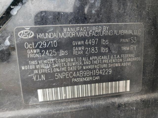 5NPEC4AB9BH194229 - 2011 HYUNDAI SONATA SE BLACK photo 12