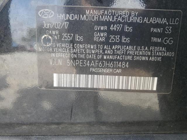 5NPE34AF6JH611484 - 2018 HYUNDAI SONATA SPORT BLACK photo 12