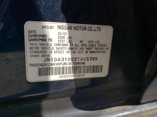 JN1DA31D02T445795 - 2002 NISSAN MAXIMA GLE BLUE photo 12