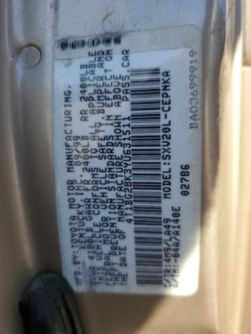 4T1BG28K3YU631511 - 2000 TOYOTA CAMRY CE GRAY photo 12