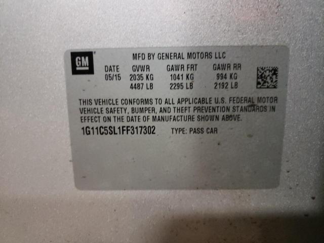 1G11C5SL1FF317302 - 2015 CHEVROLET MALIBU 1LT Күміс фото 12