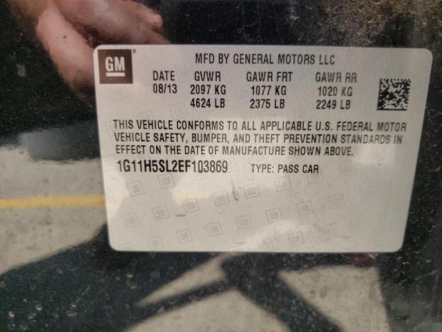 1G11H5SL2EF103869 - 2014 CHEVROLET MALIBU LTZ შავი ფოტო 12