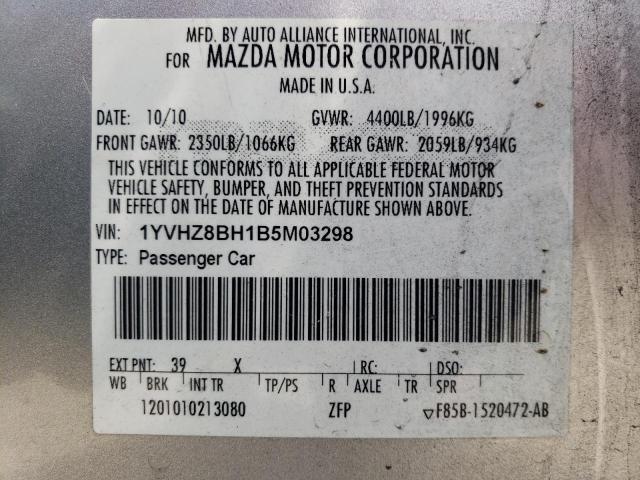 1YVHZ8BH1B5M03298 - 2011 MAZDA 6 I SILVER photo 12