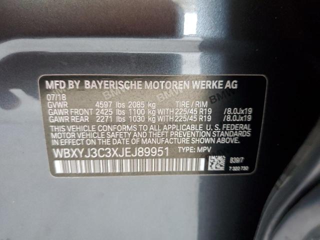 WBXYJ3C3XJEJ89951 - 2018 BMW X2 SDRIVE28I CHARCOAL photo 13