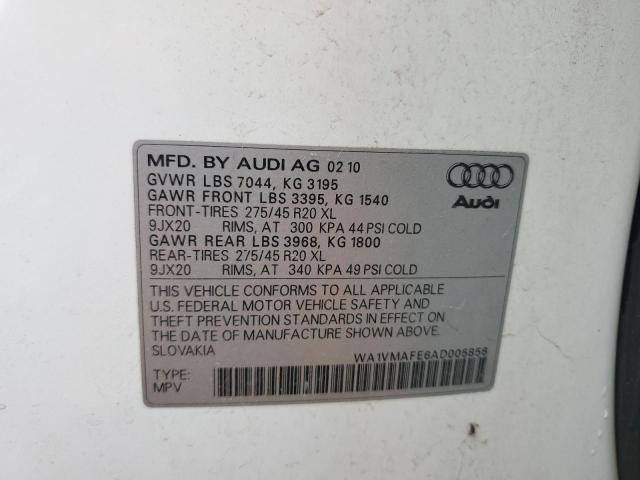 WA1VMAFE6AD005856 - 2010 AUDI Q7 PRESTIGE WHITE photo 13