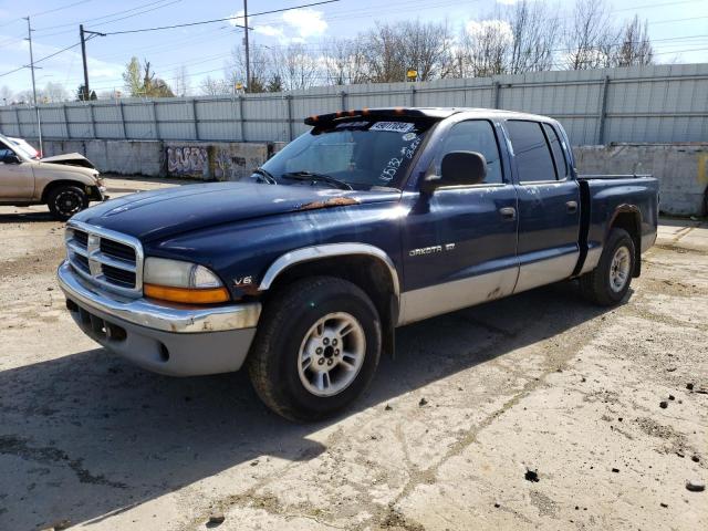 1B7GL2AXXYS735727 - 2000 DODGE DAKOTA QUAD BLUE photo 1