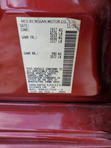 1N4AL3AP2GC120325 - 2016 NISSAN ALTIMA 2.5 RED photo 12