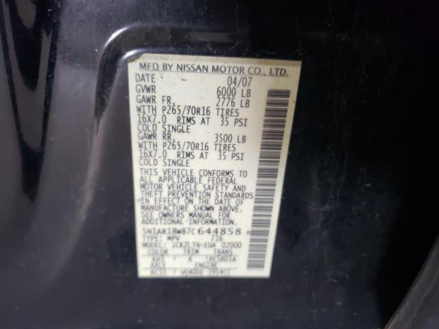 5N1AR18W87C644858 - 2007 NISSAN PATHFINDER LE 黑色 照片 13
