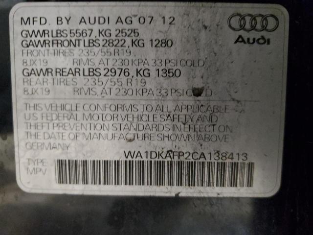 WA1DKAFP2CA138413 - 2012 AUDI Q5 PREMIUM PLUS BLUE photo 13