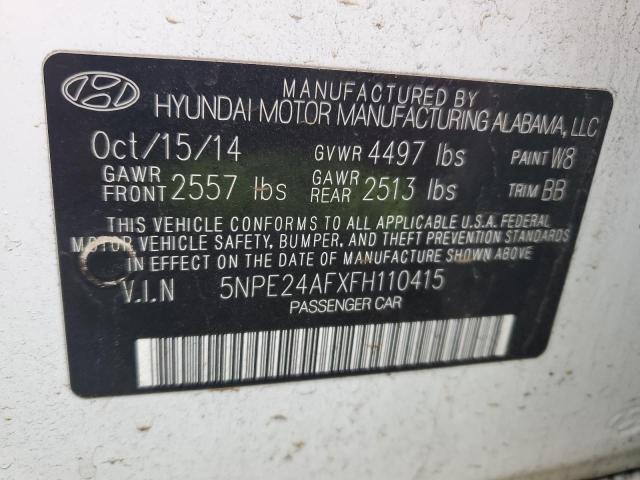 5NPE24AFXFH110415 - 2015 HYUNDAI SONATA SE WHITE photo 13