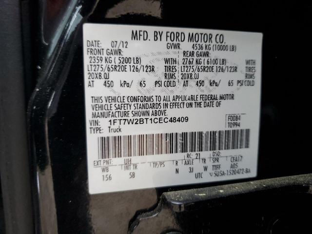 1FT7W2BT1CEC48409 - 2012 FORD F250 SUPER DUTY BLACK photo 13