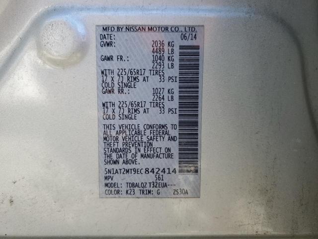 5N1AT2MT9EC842414 - 2014 NISSAN ROGUE S SILVER photo 13