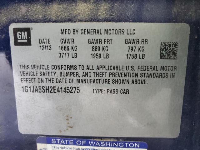 1G1JA5SH2E4145275 - 2014 CHEVROLET SONIC LS 蓝色 照片 12