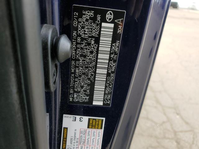 JTKJF5C78C3039942 - 2012 TOYOTA SCION TC 蓝色 照片 12