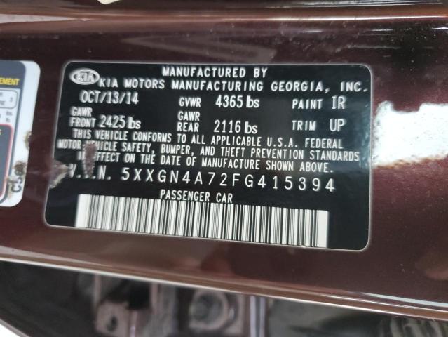 5XXGN4A72FG415394 - 2015 KIA OPTIMA EX BURGUNDY photo 12