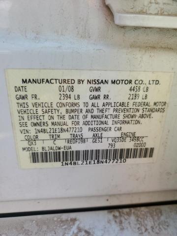 1N4BL21E18N477210 - 2008 NISSAN ALTIMA 3.5SE WHITE photo 12