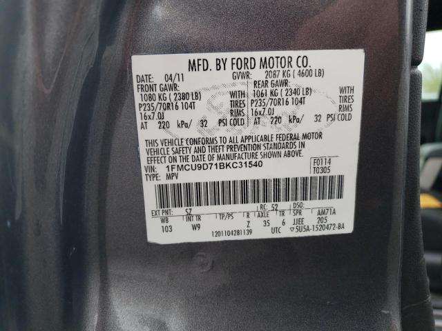 1FMCU9D71BKC31540 - 2011 FORD ESCAPE XLT BLUE photo 13