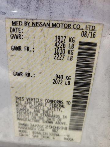 1N4AL3AP2GC290698 - 2016 NISSAN ALTIMA 2.5 WHITE photo 12