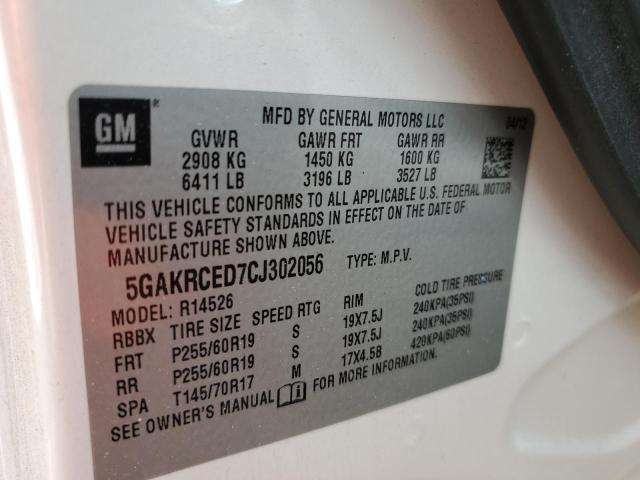 5GAKRCED7CJ302056 - 2012 BUICK ENCLAVE WHITE photo 13