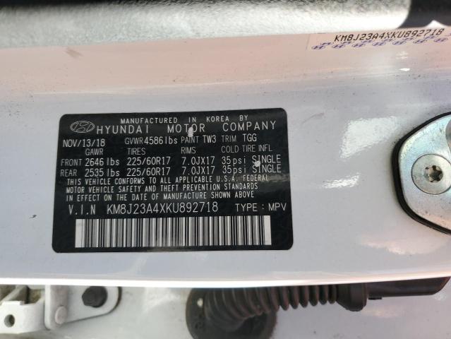 KM8J23A4XKU892718 - 2019 HYUNDAI TUCSON SE WHITE photo 13