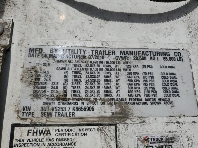 3UTVS2537K8656906 - 2019 UTILITY TRAILER WHITE photo 10
