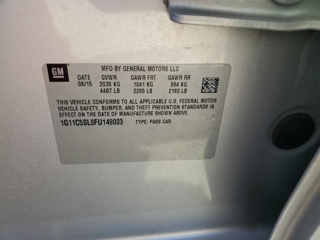 1G11C5SL0FU149003 - 2015 CHEVROLET MALIBU 1LT SILVER photo 12