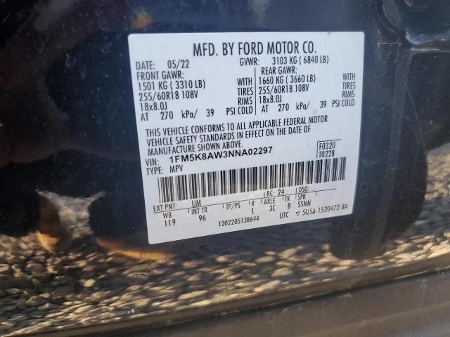 1FM5K8AW3NNA02297 - 2022 FORD EXPLORER POLICE INTERCEPTOR 白色 照片 14