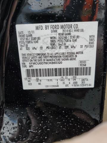 1FMCU0D78CKB60320 - 2012 FORD ESCAPE XLT BLACK photo 12