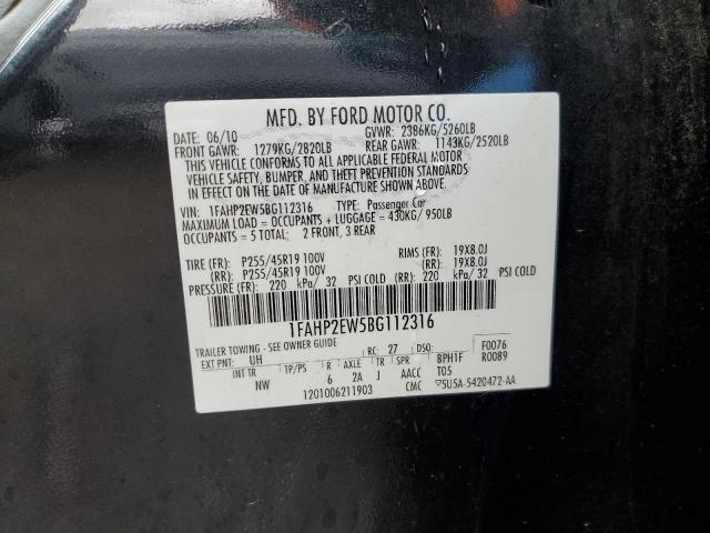 1FAHP2EW5BG112316 - 2011 FORD TAURUS SEL BLACK photo 13