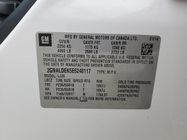 2GNALDEK5E6248117 - 2014 CHEVROLET EQUINOX LTZ WHITE photo 14