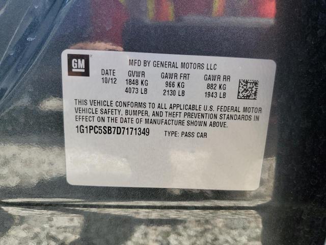 1G1PC5SB7D7171349 - 2013 CHEVROLET CRUZE LT CHARCOAL photo 12