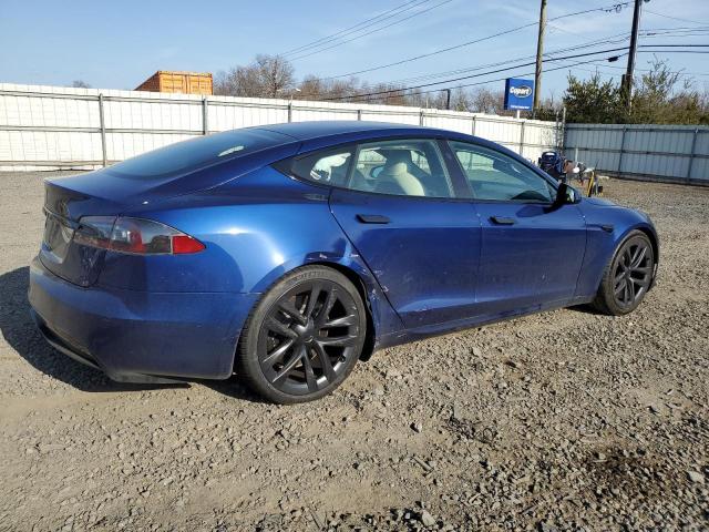 5YJSA1E50NF467363 - 2022 TESLA MODEL S BLUE photo 3