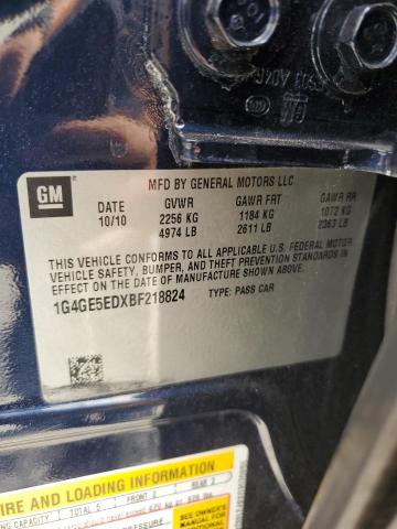 1G4GE5EDXBF218824 - 2011 BUICK LACROSSE CXS BLUE photo 12