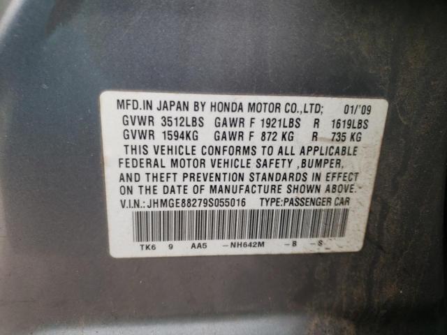 JHMGE88279S055016 - 2009 HONDA FIT BLUE photo 12