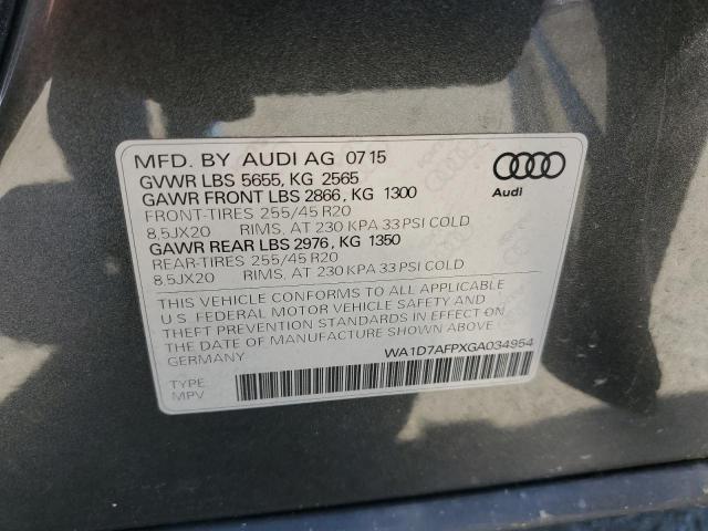 WA1D7AFPXGA034954 - 2016 AUDI Q5 PREMIUM PLUS S-LINE GRAY photo 12