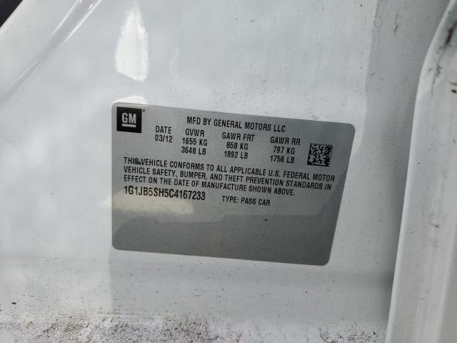 1G1JB5SH5C4167233 - 2012 CHEVROLET SONIC LS თეთრი ფოტო 12