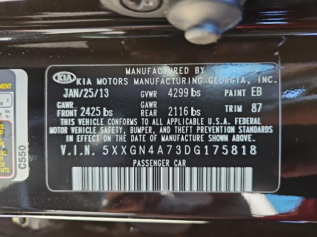 5XXGN4A73DG175818 - 2013 KIA OPTIMA EX BLACK photo 10