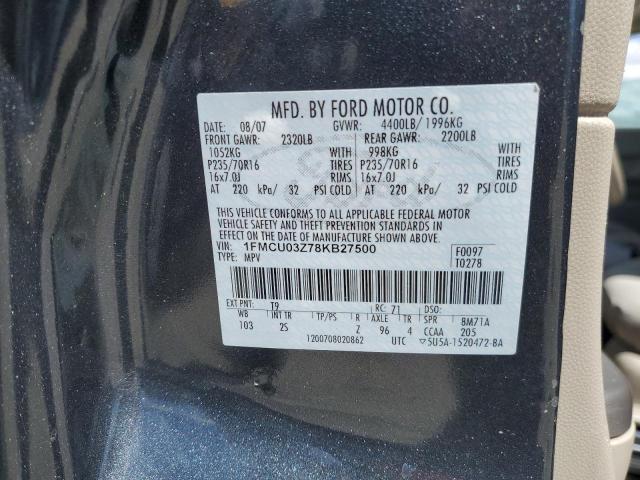 1FMCU03Z78KB27500 - 2008 FORD ESCAPE XLT GRAY photo 14