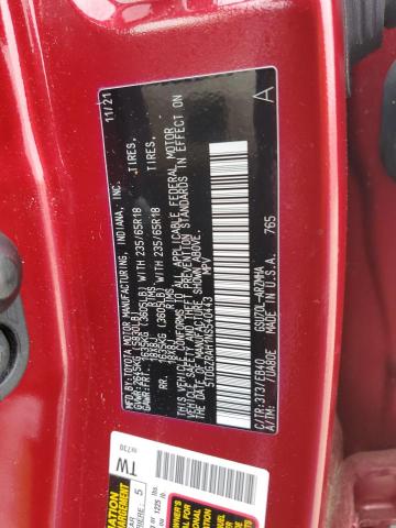 5TDGZRAH1NS540443 - 2022 TOYOTA HIGHLANDER XLE RED photo 12