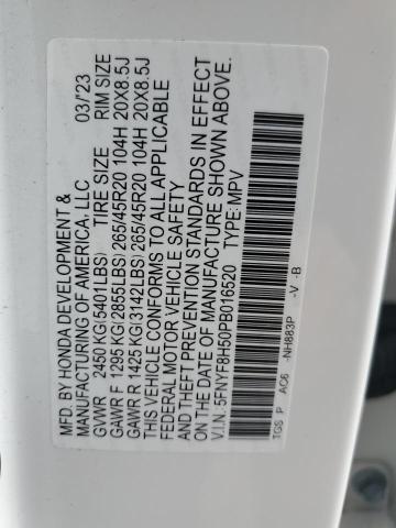 5FNYF8H50PB016520 - 2023 HONDA PASSPORT EXL WHITE photo 13