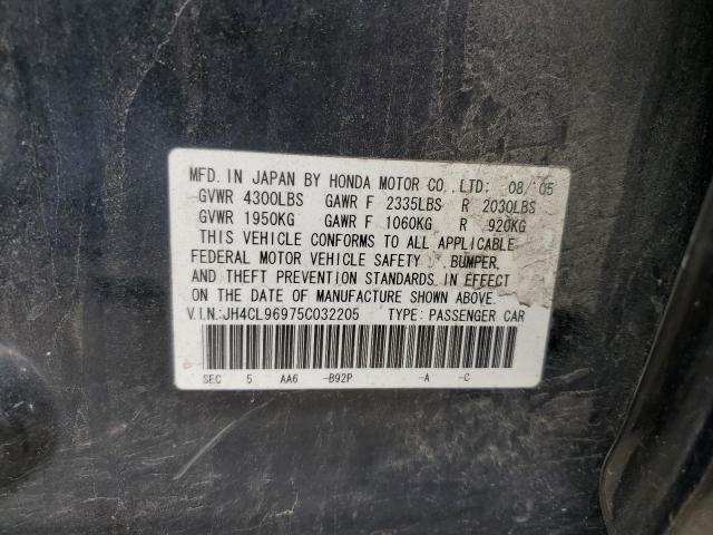 JH4CL96975C032205 - 2005 ACURA TSX BLACK photo 12