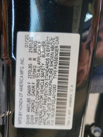 19UUB1F53LA010283 - 2020 ACURA TLX TECHNOLOGY BLACK photo 12
